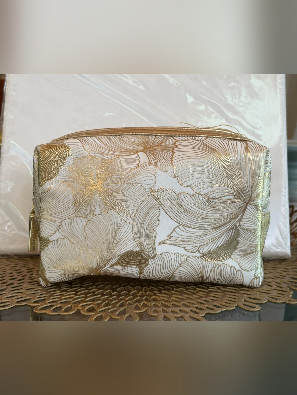 Estee Lauder Gold Logo Cosmetic Pouch